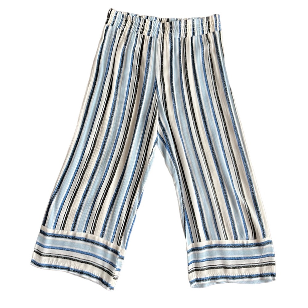 AGB rayon striped cropped wide leg pants
